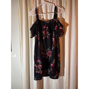 Forever 21 black and pink flower dress size small